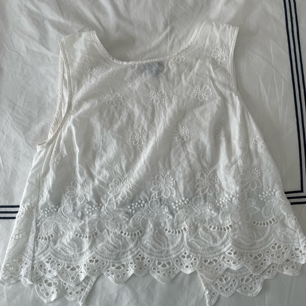 White Linen Tank Open Back